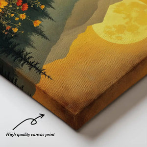Full Moon Over Mountains Wall Art, – styled in a modern room setting