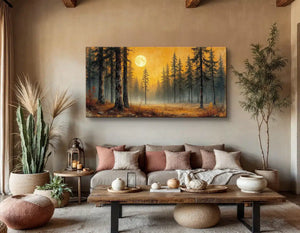 Twilight Forest Wall Art, – styled in a modern room setting