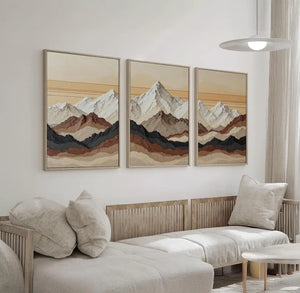 Modern Neutral Mountain Set of 3 – styled in a modern room setting