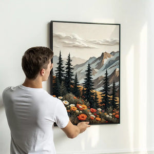 Mountain Landscape Wall Art Set – styled in a modern room setting