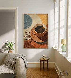 Coffee Black Americano Poster Coffee – styled in a modern room setting