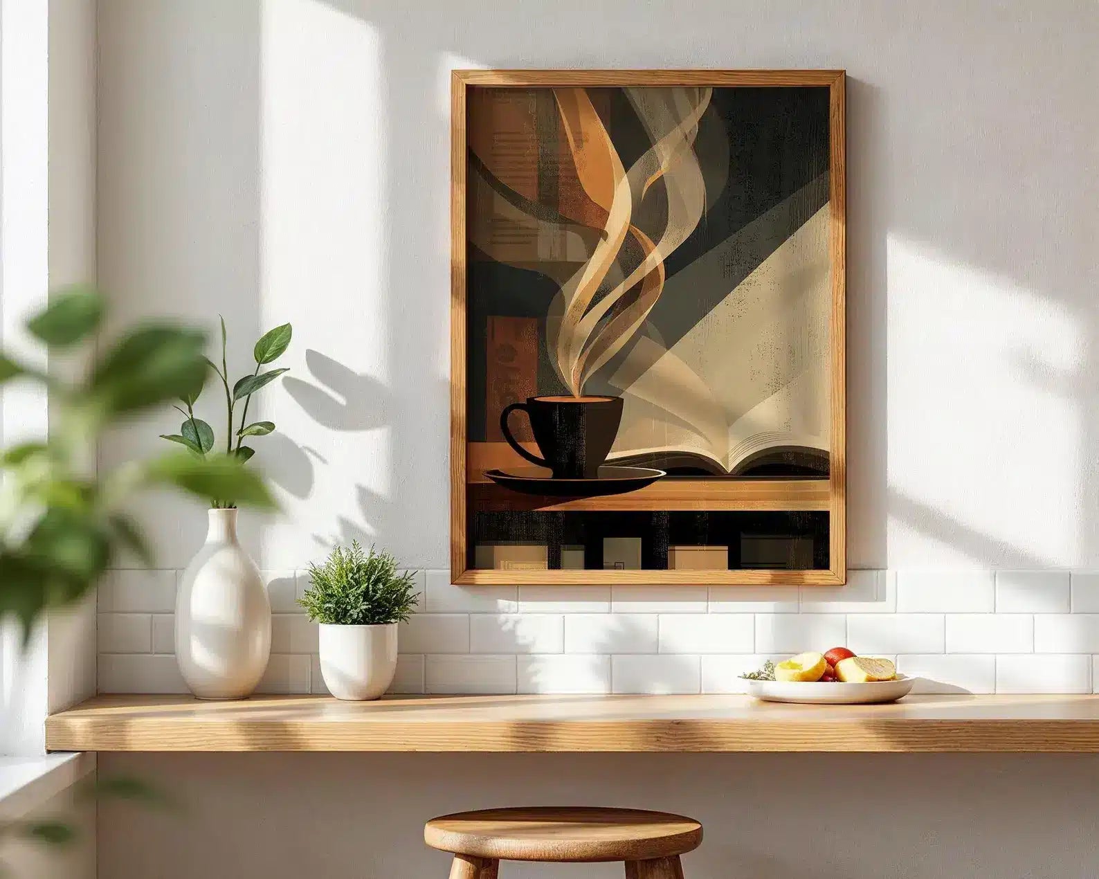 Coffee and Books Poster – premium framed canvas wall art