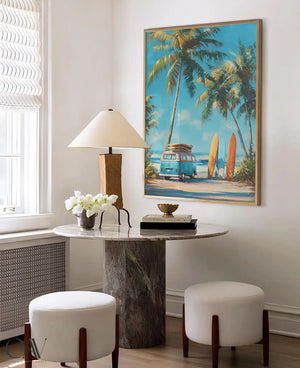 Retro Beach Day Canvas Art Print – premium framed canvas wall art
