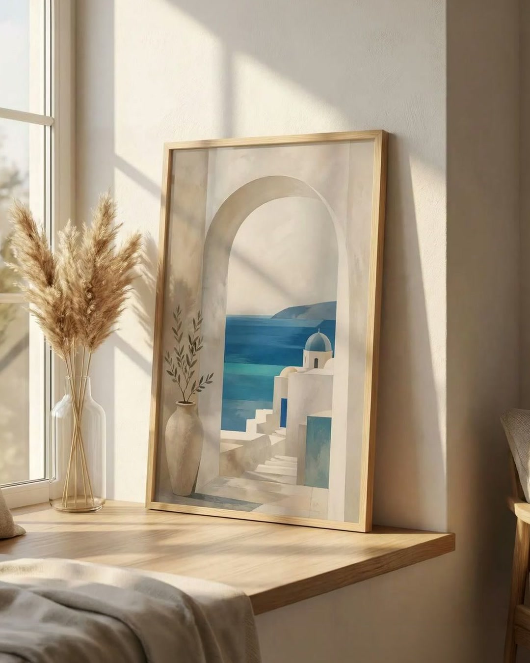 Minimalist Santorini Archway Canvas Art