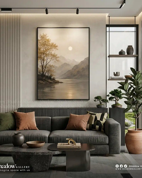 Luxury Dining Room Statement Art | Minimalist Mountain Landscape