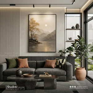 Luxury Dining Room Statement Art | Minimalist Mountain Landscape – premium framed canvas wall art