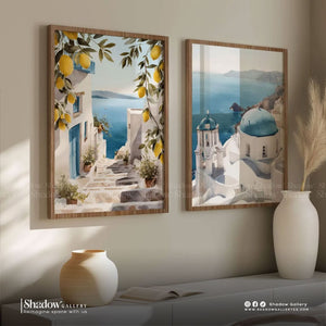 Santorini Lemon Tree Canvas Art (2-Piece Set) – close-up detail of frame and canvas texture