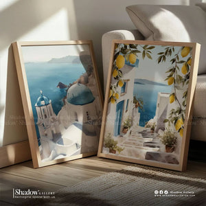 Santorini Lemon Tree Canvas Art (2-Piece Set) – styled in a modern room setting