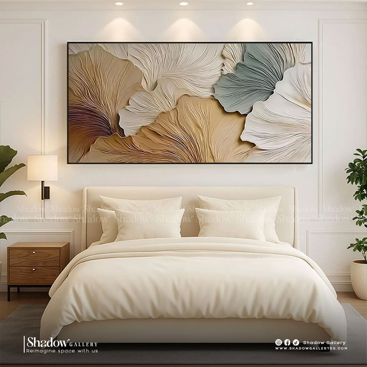 Large horizontal 3D textured wall art by Shadow Gallery – styled in a modern room setting