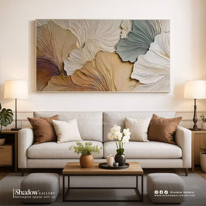 Large horizontal 3D textured wall art by Shadow Gallery – styled in a modern room setting