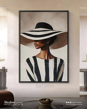 The Monochrome Muse l Large Black & White Fashion Portrait l Shadow Gallery – styled in a modern room setting