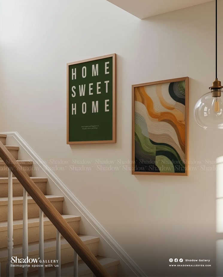 Home Sweet Home | Typographic Modern Abstract Wave Art – close-up detail of frame and canvas texture