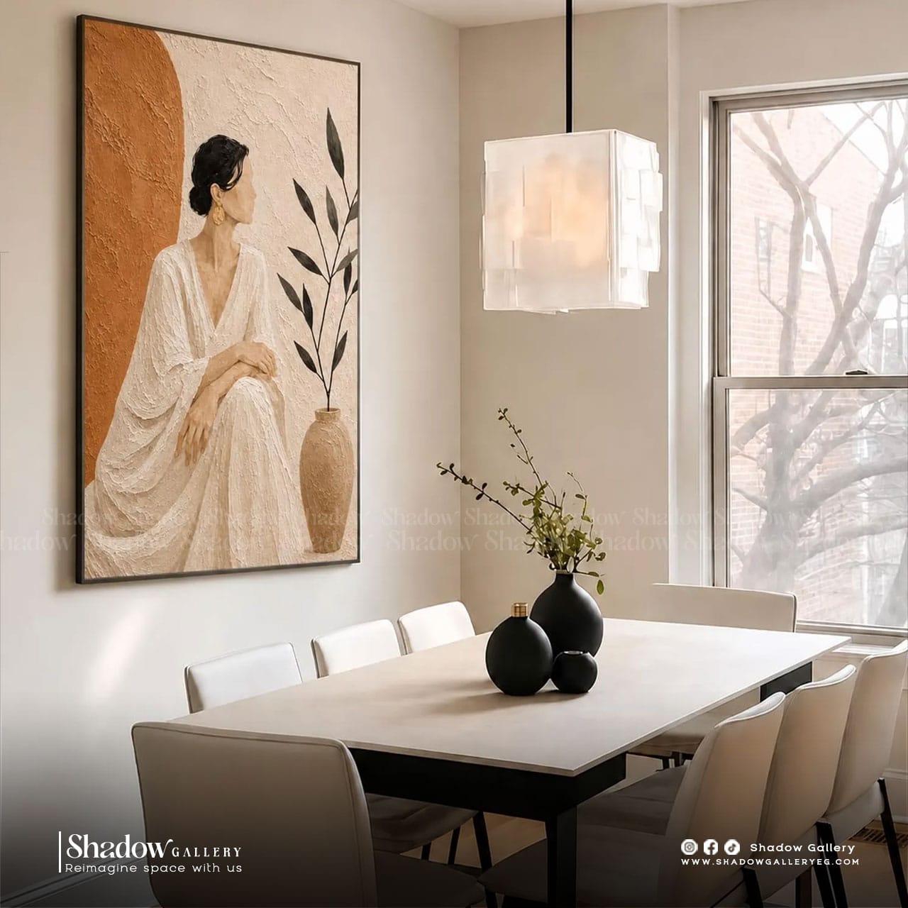Textured Minimalist Woman Portrait Wall Art – styled in a modern room setting