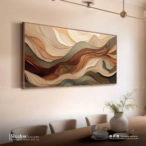 Abstract Earthy Tone Landscape Wall Art – close-up detail of frame and canvas texture