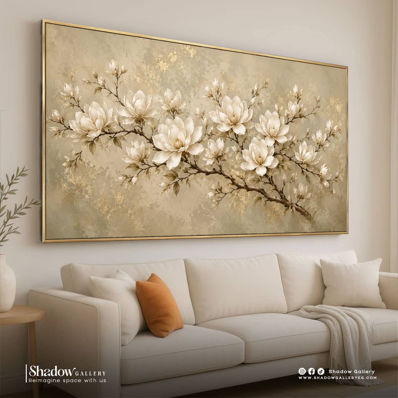Luxury Textured White Magnolia Canvas Art – premium framed canvas wall art