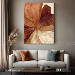 The Terracotta Bloom - Vertical Abstract Line Art – premium framed canvas wall art
